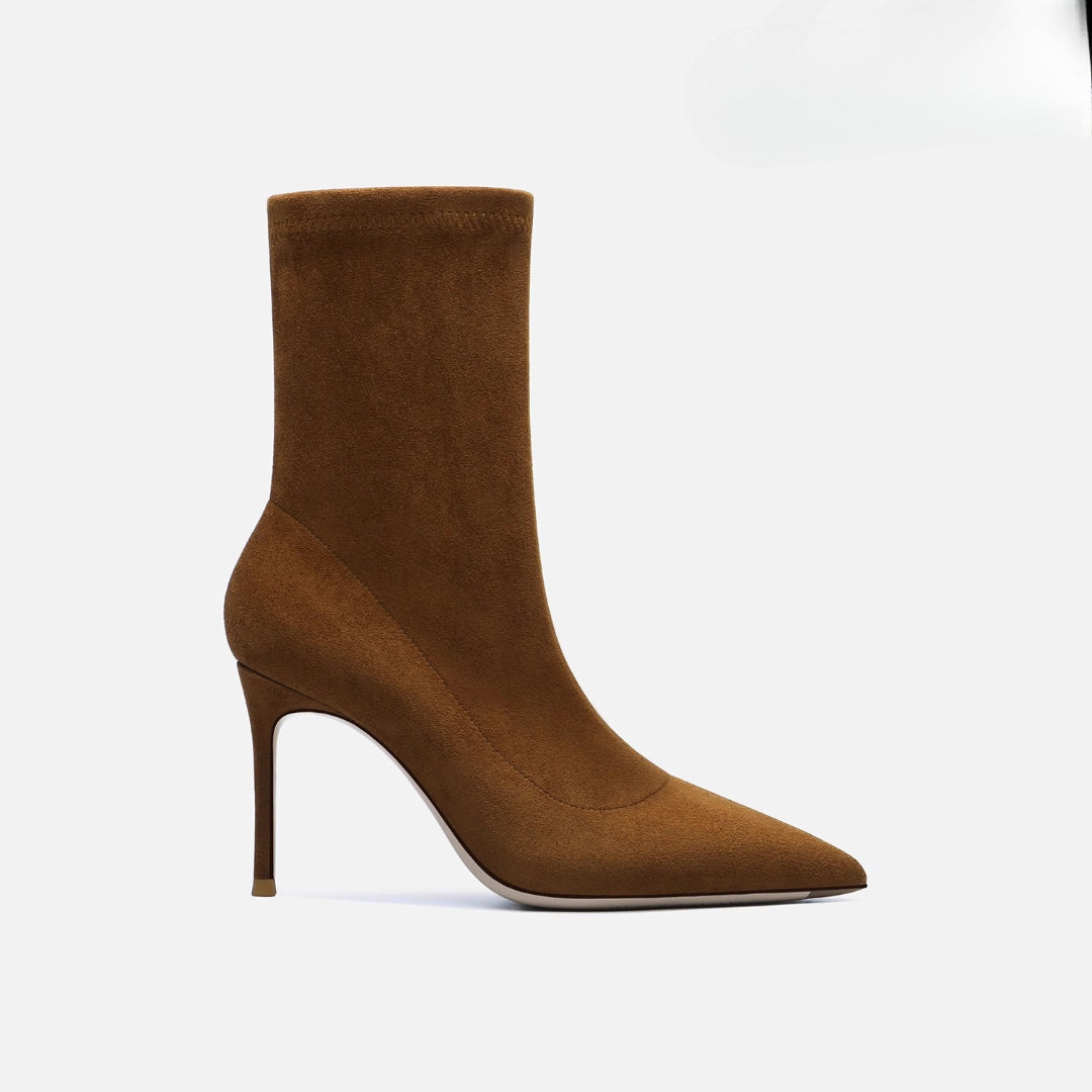 Daisy Coffee Mid-Calf Leather Boots