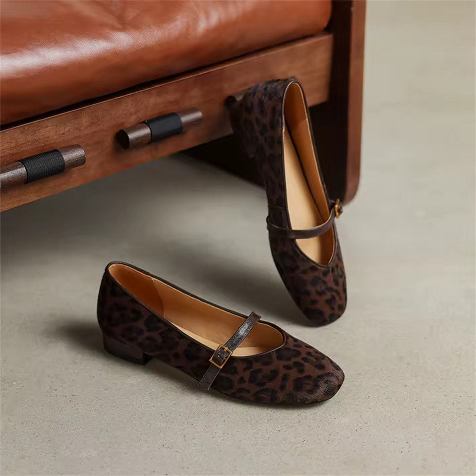 Chloe Brown Animal Print Ballet Flats