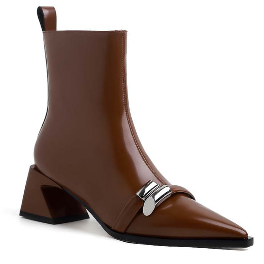 Ember Brown Mid-Square Heel Boots