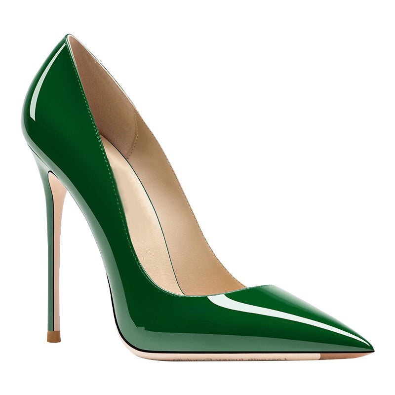 Tatianna Dark Green Beige Bottom Heels