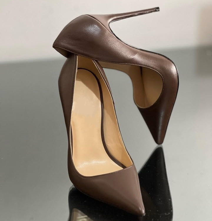 Shekinah Brown Matt Leather Heels