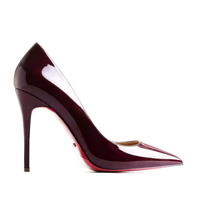 Tatianna Burgundy Heels - Red Bottom