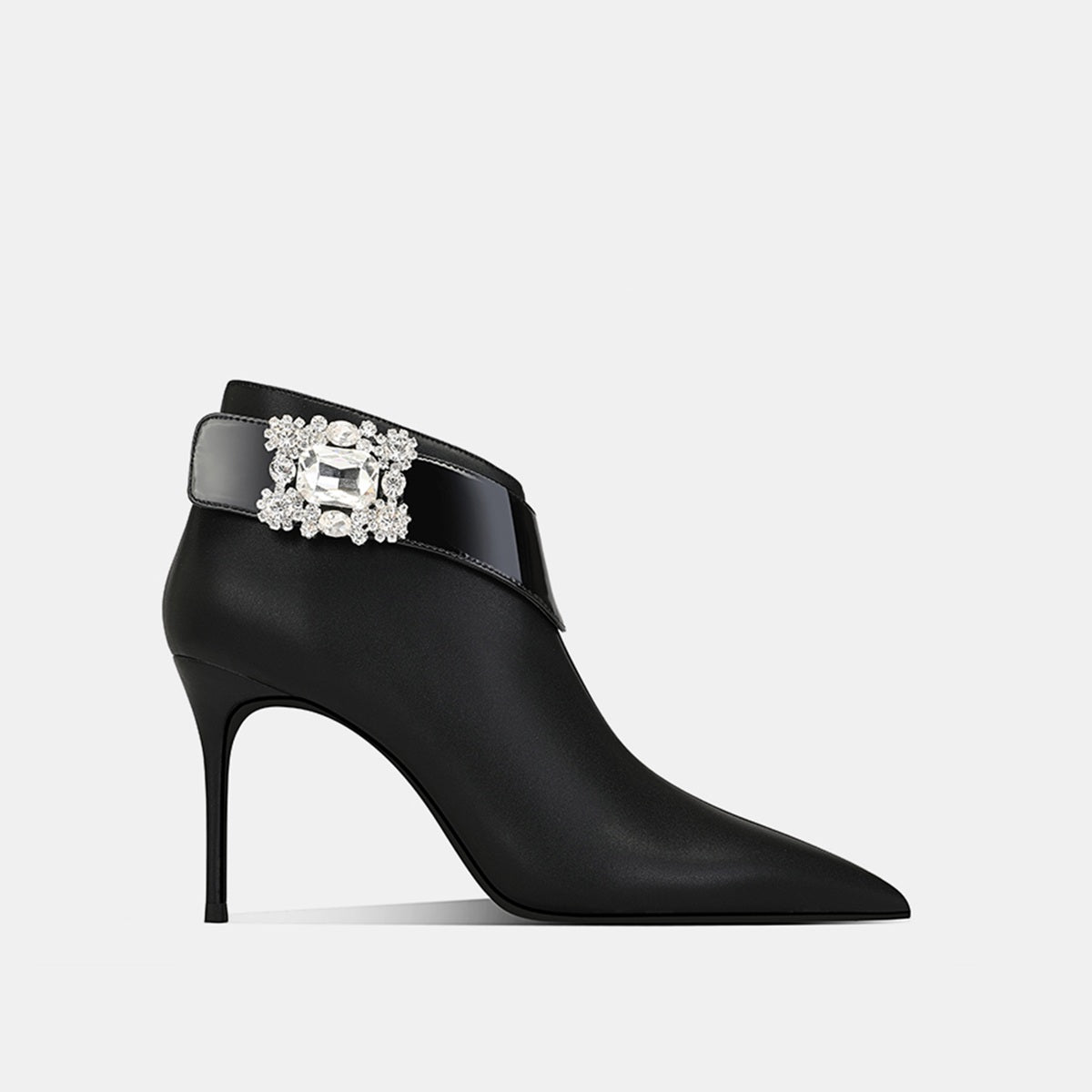 Oriana Embellished Matt Black Ankle Boots
