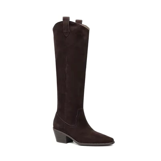 Sia Brown Western Knee High Boots