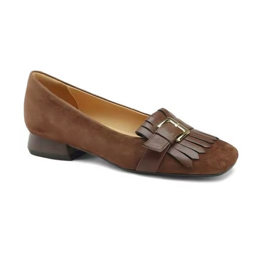 Nadine Belt Buckle Leather Loafers