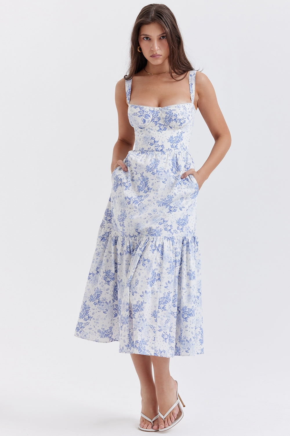 Raphaelle Blue Print Midi Sundress