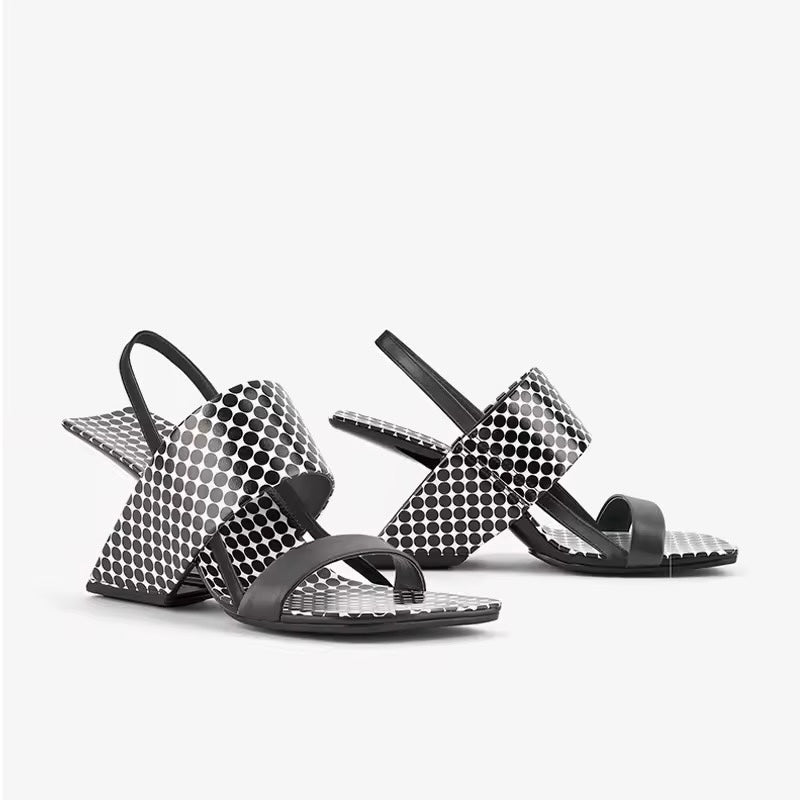 Pam Polka Dot Square Toe Sandals