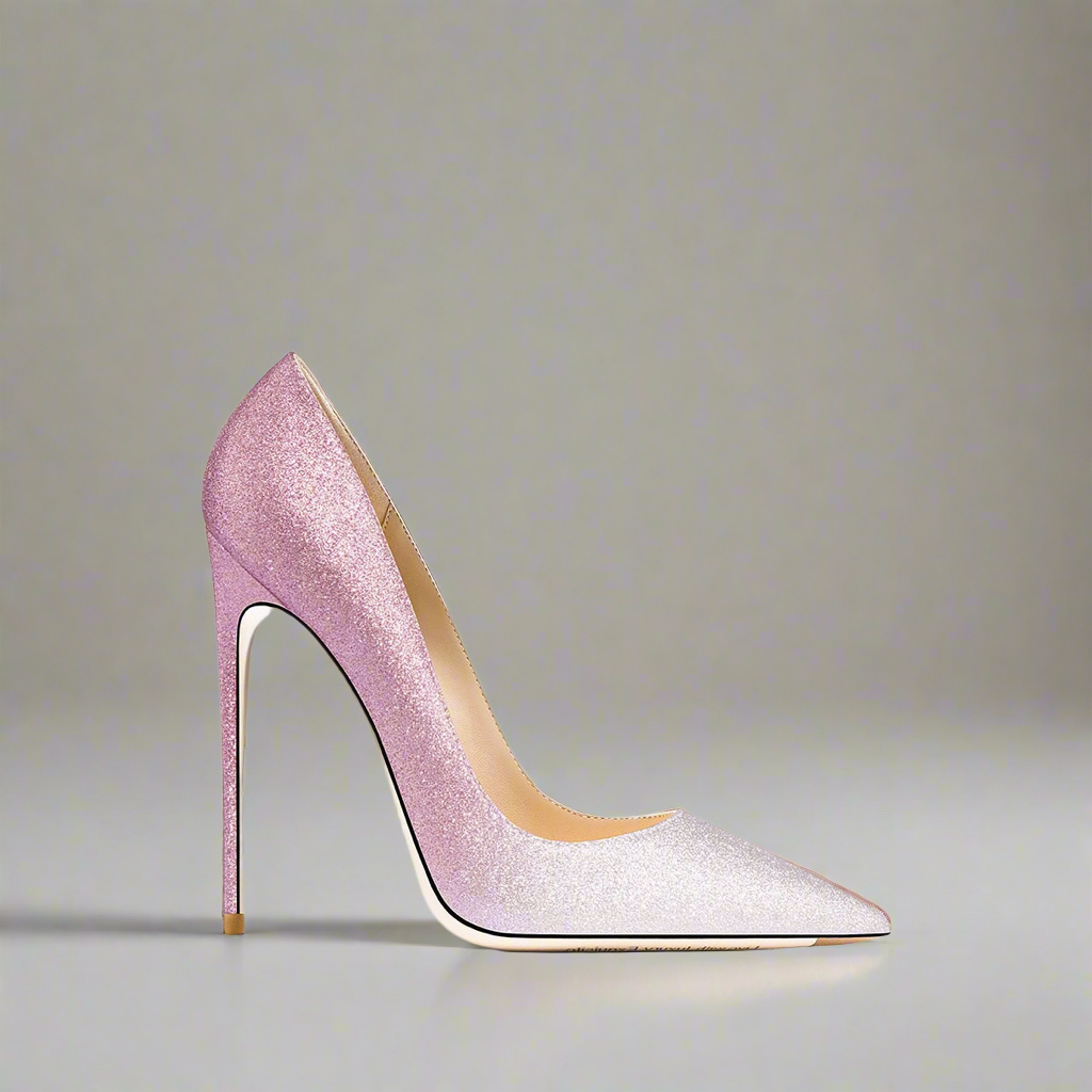 Josephine Silver-Blue Sequin Beige Bottom Heels
