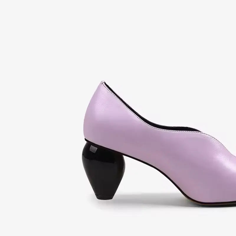 Breigh Lilac Curved Shaped Leather Pumps   Queen Sheila Brand