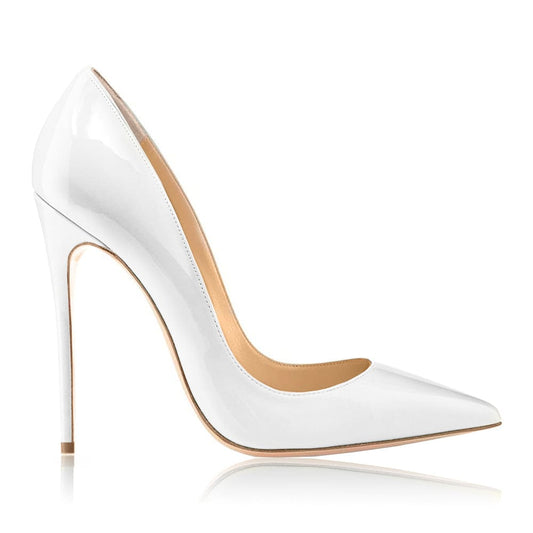 Gabriella White Patent Leather Heels