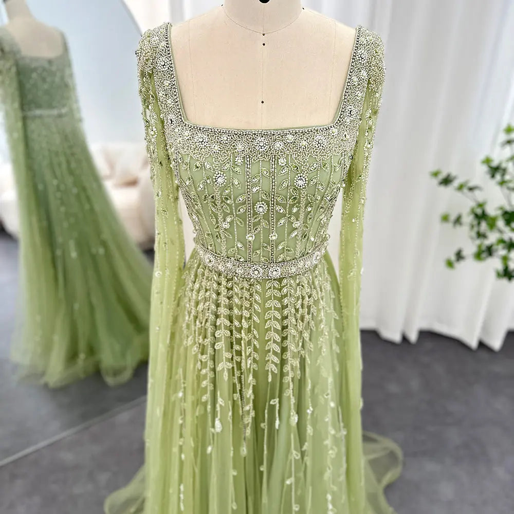 Queen Sheila Sage Green Evening Dress   Queen Sheila Brand