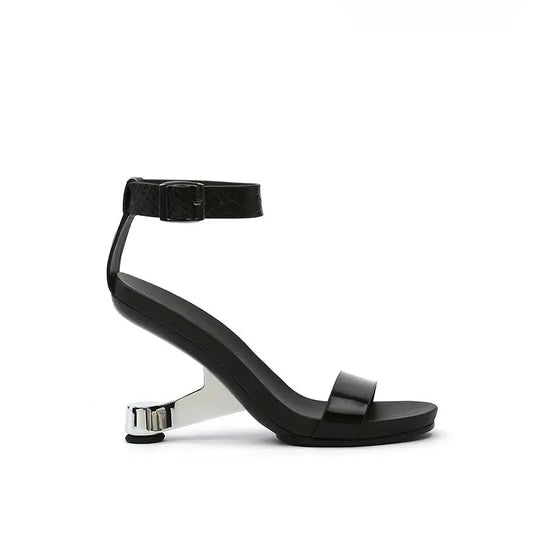 Kate Black Strap Open Toe Sandal   Queen Sheila Brand