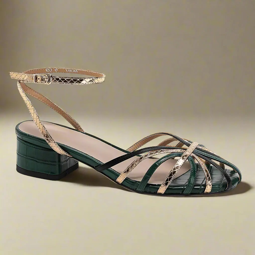 Jamal Green & Gold Flat Sandals - Queen Sheila Brand 