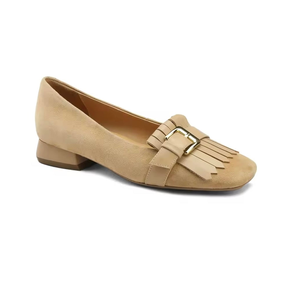 Nadine Belt Buckle Leather Loafers