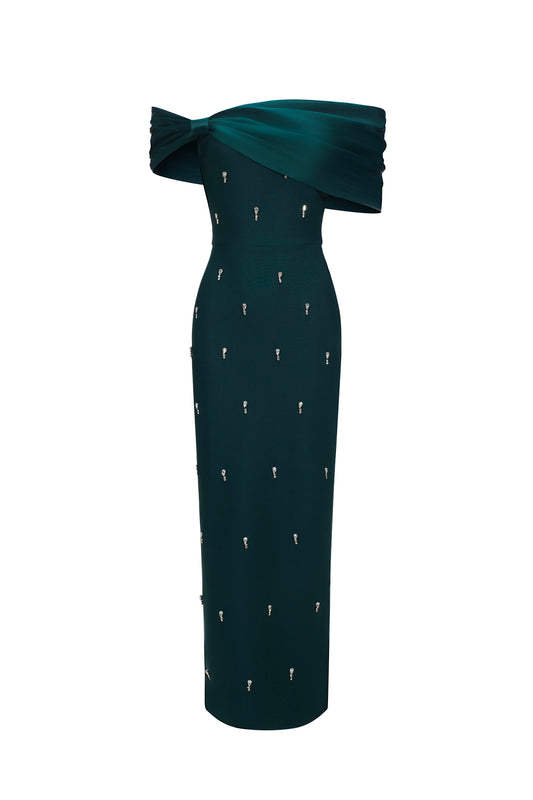 Mandisa Green Diamond Bandage Dress