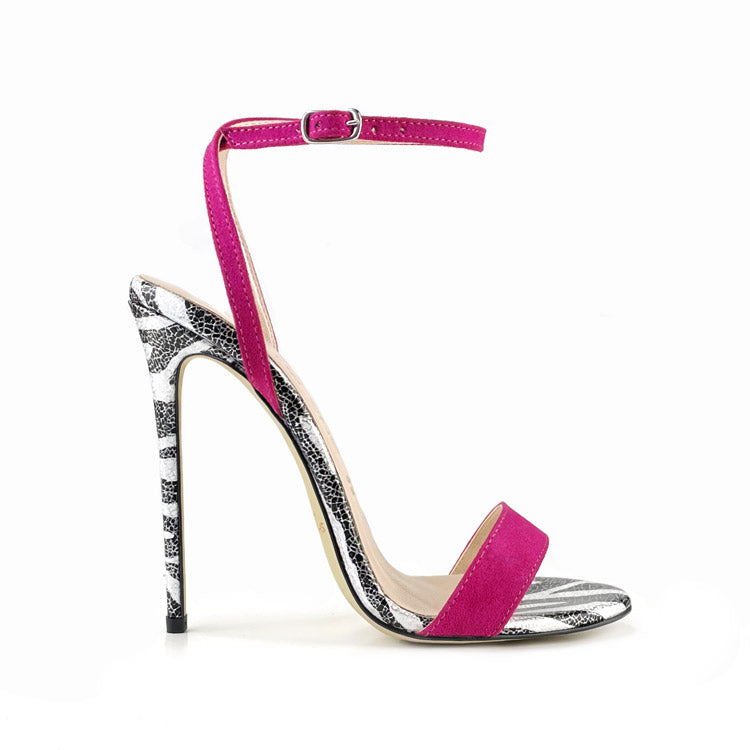 Sihle Zebra Fuchsia Suede Lace-Up Sandals