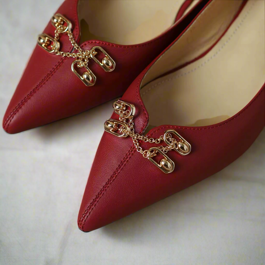 Alicia Flat Pointed Red Pumps