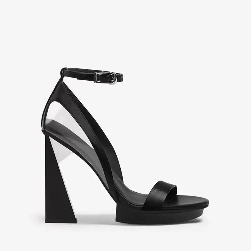 Amanda Black Peep Toe Sandals   Queen Sheila Brand