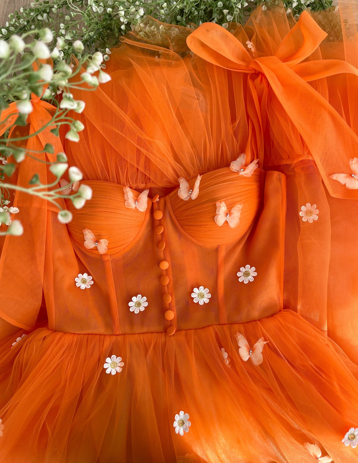 Emma Orange Ruffle Dress