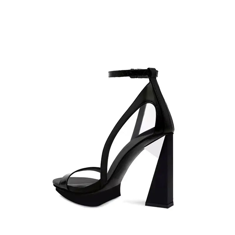 Amanda Black Peep Toe Sandals   Queen Sheila Brand