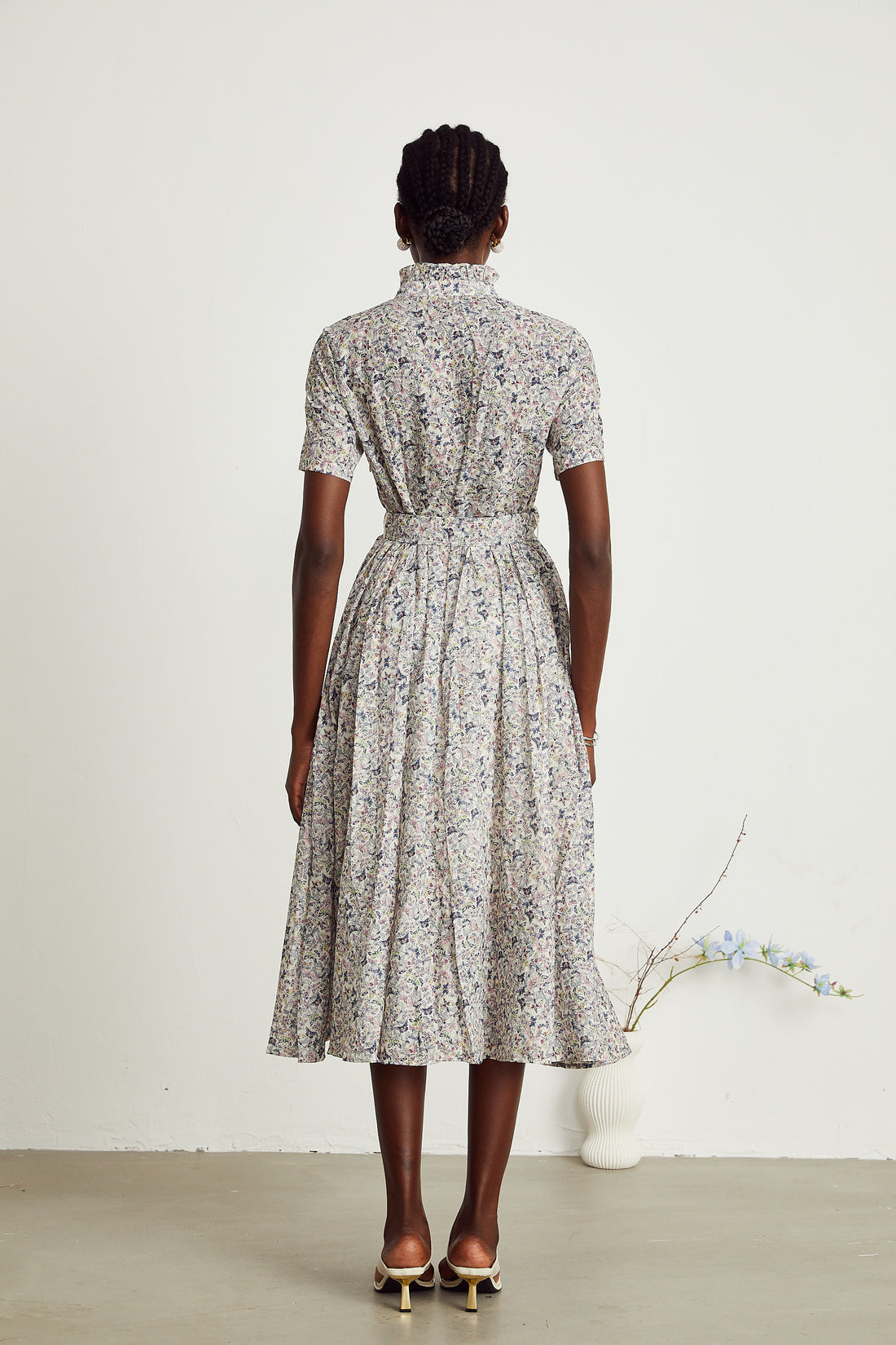 Emily ButterFly-Print Belted Midi Dress