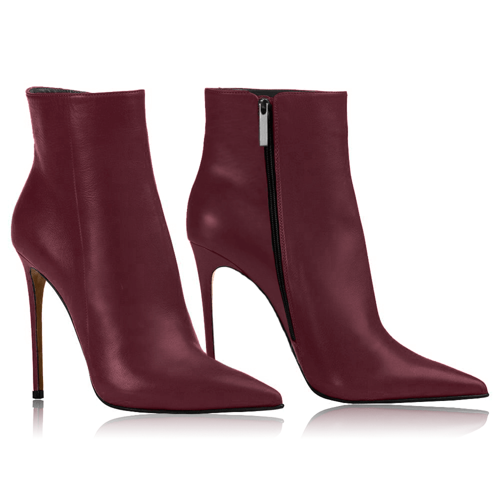 Nala Burgundy Leather Ankle Boots