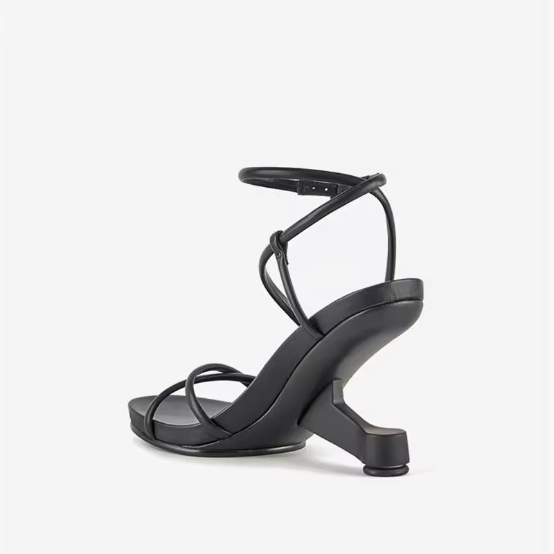 Gladys Black Open Toes Sandals