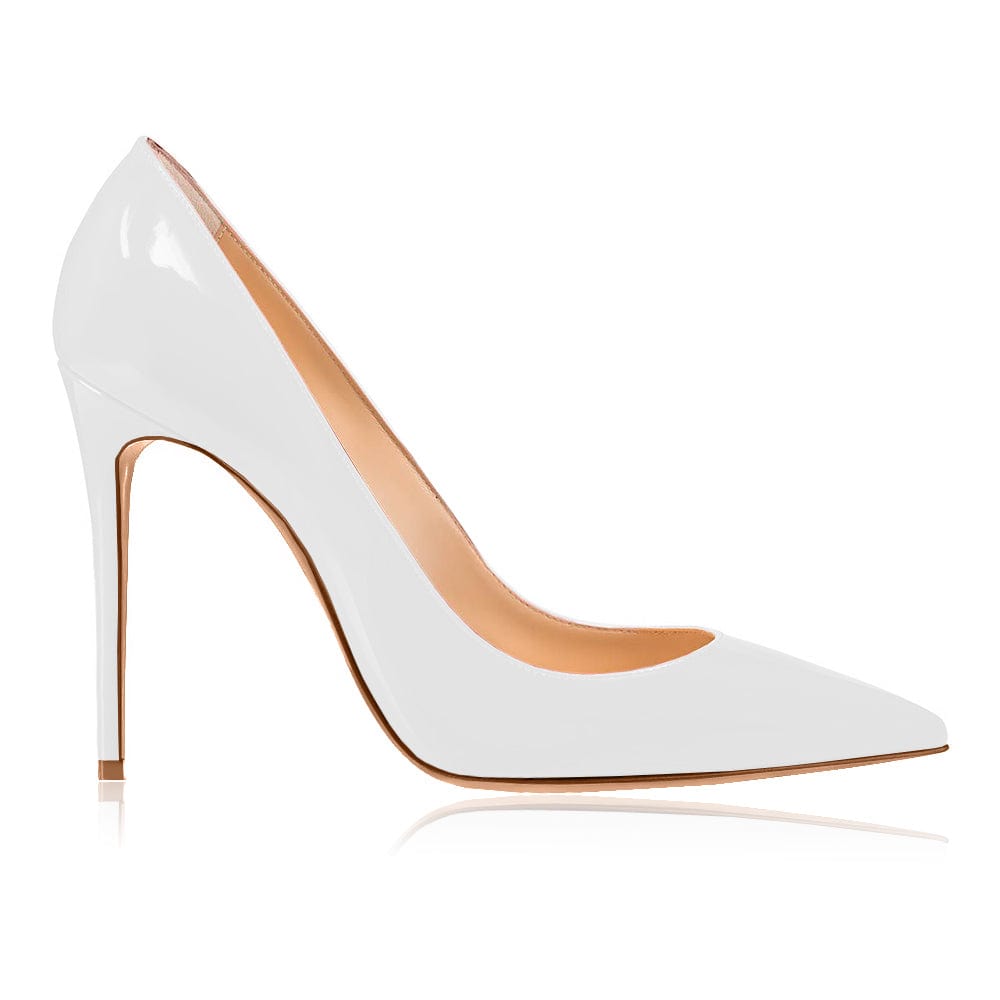 Gabriella White Patent Leather Heels