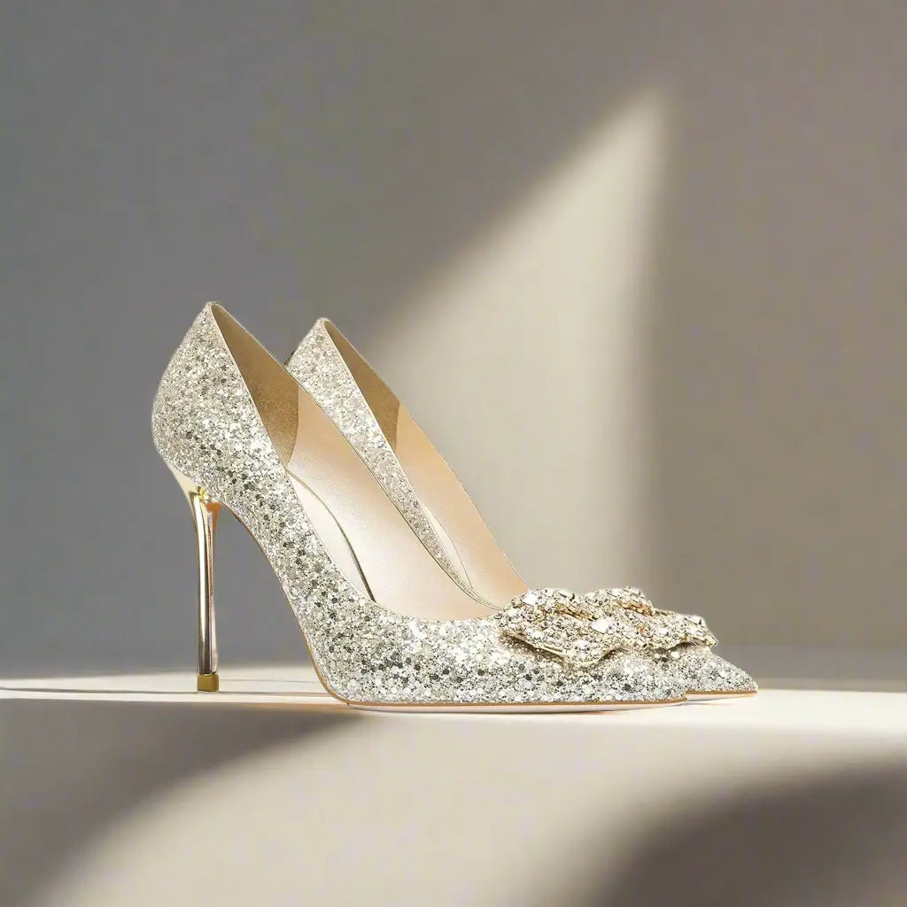 Tamil Gold Sequin Heels   Queen Sheila Brand