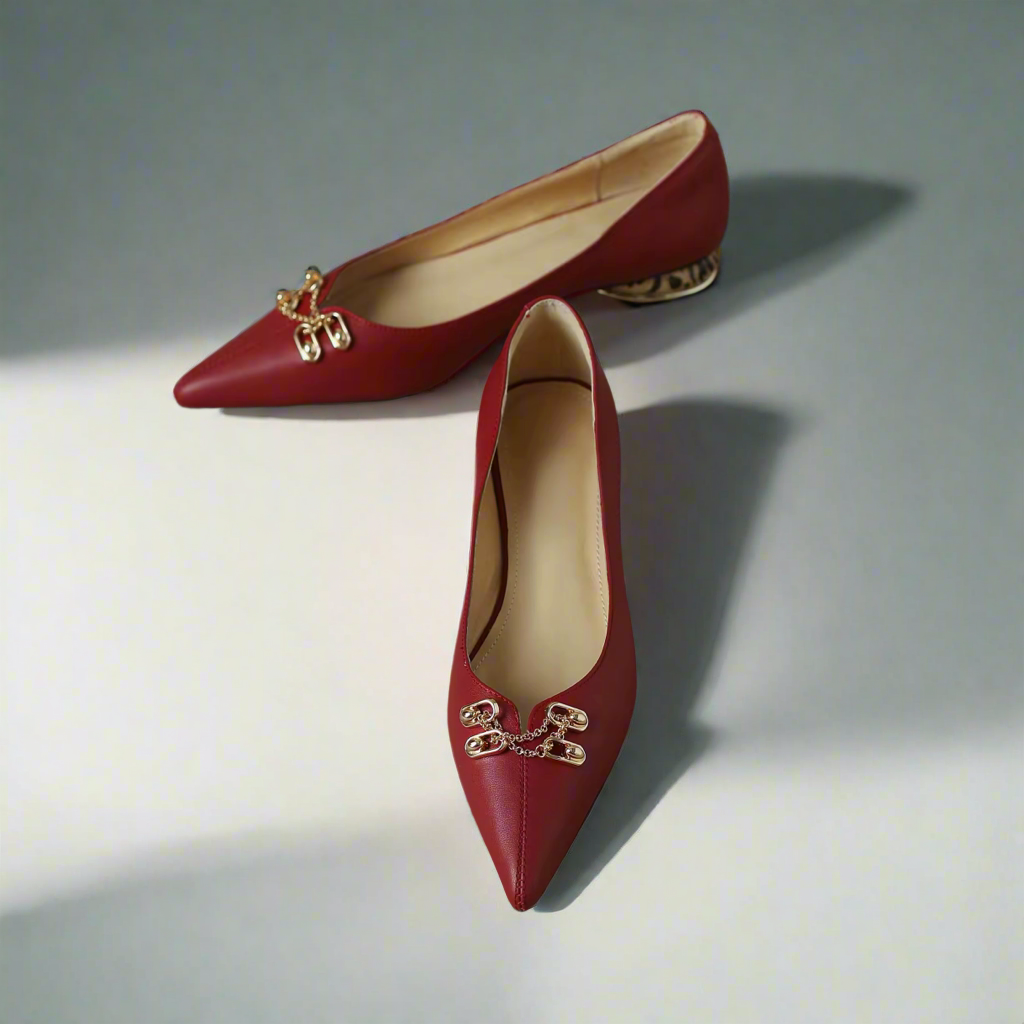 Alicia Flat Pointed Red Pumps