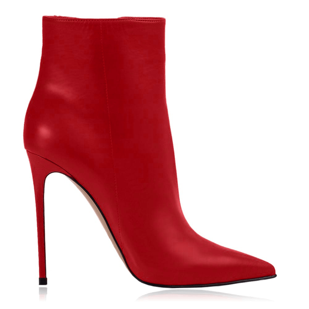 Nala Red Leather Ankle Boots