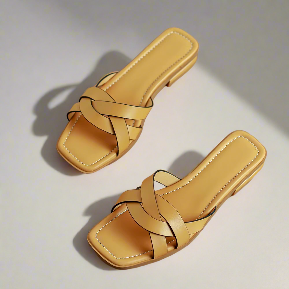 Asala Flat Leather Mule Sandals