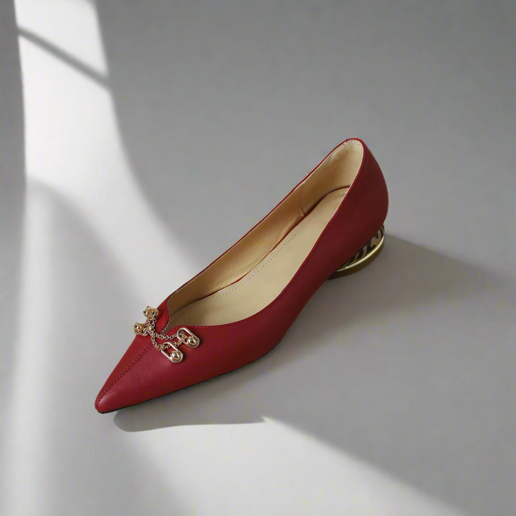 Alicia Flat Pointed Red Pumps