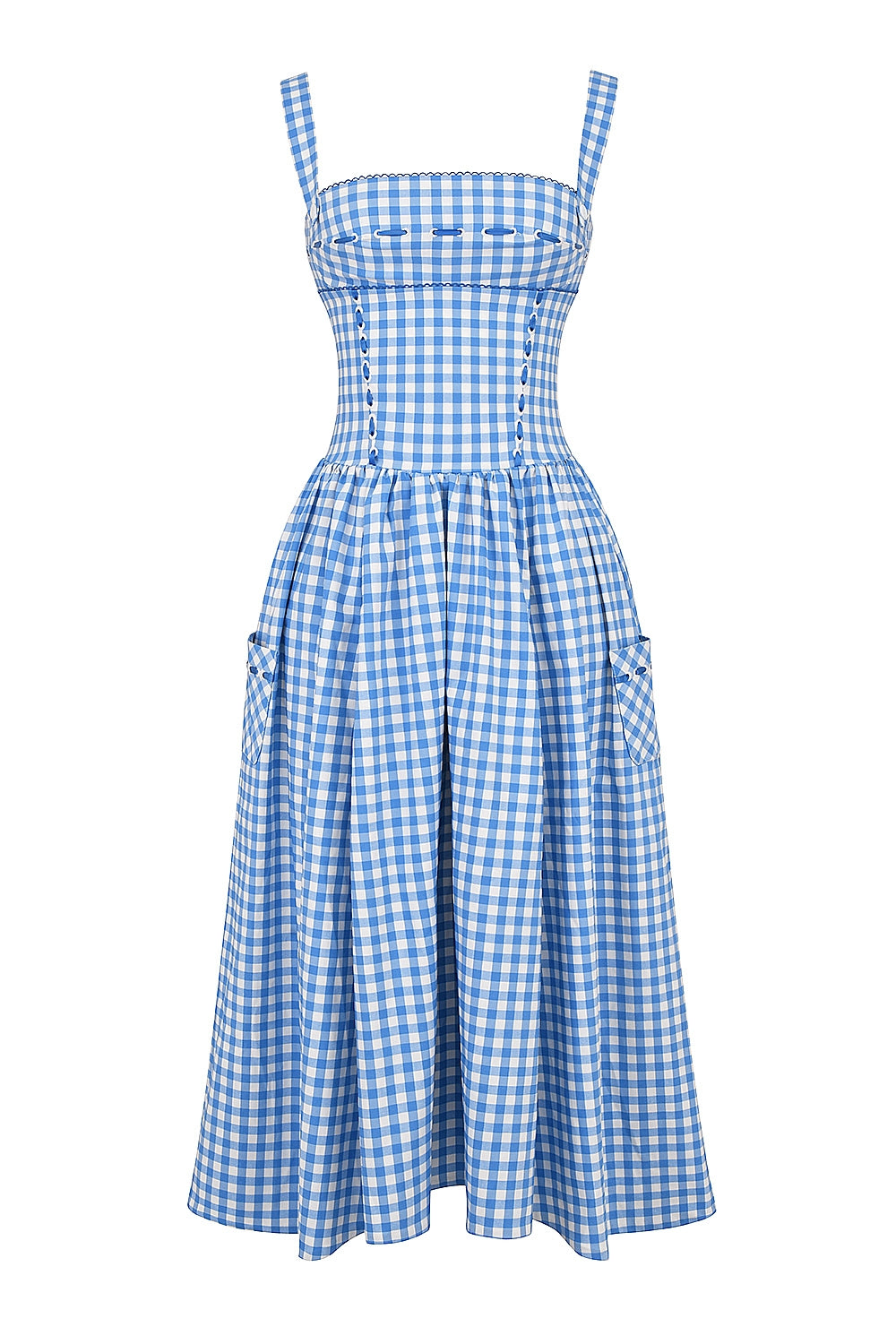 Lael Blue Gingham Midi Dress