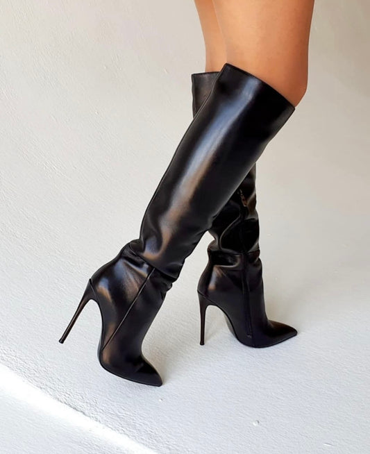 Millicent Black Matt Thigh High Boots