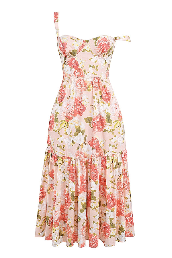 Raphaelle Pink Peony Print Midi Sundress