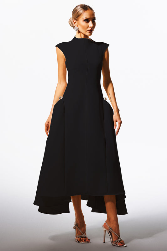 Rachel Black Sleeveless Midi Dress