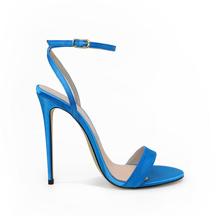 Sihle Blue Satin Lace-Up Sandals