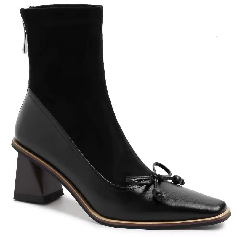 Alya Square Dark Brown Ankle Boots