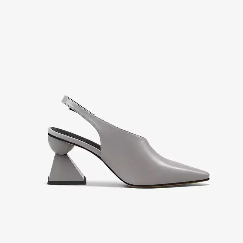 Uzuri Grey Slingback Pumps   Queen Sheila Brand