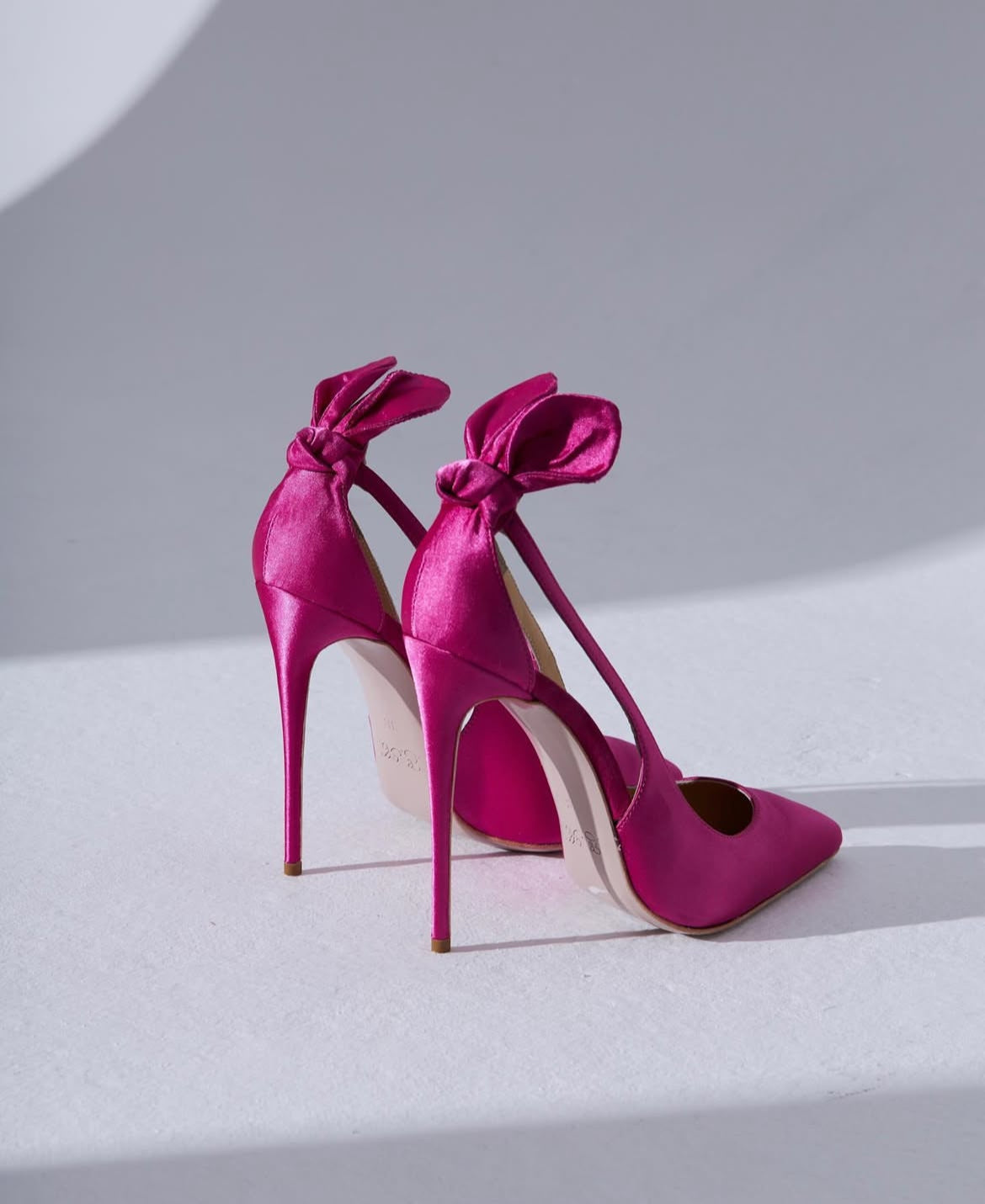 Seraphina Pink Satin Bow tie Heals