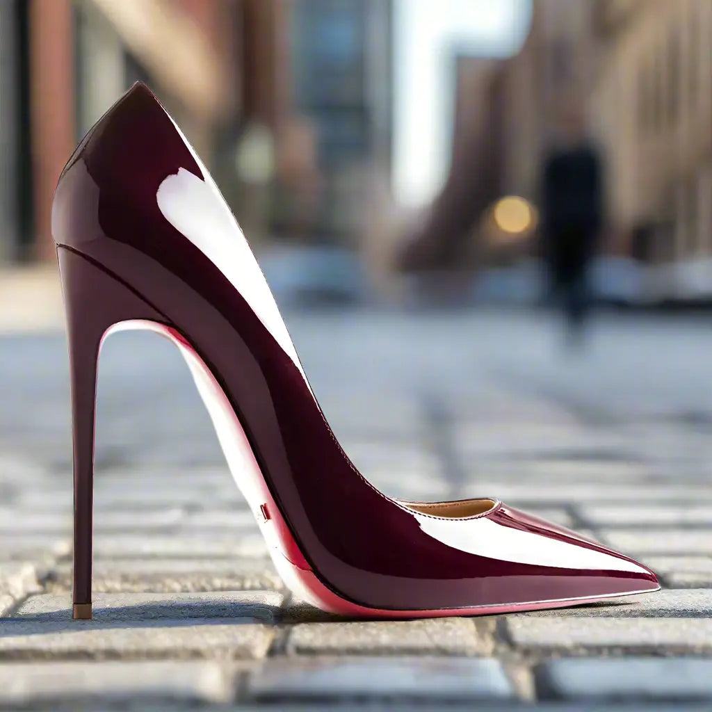 Tatianna Burgundy Heels - Red Bottom - Queen Sheila Brand 