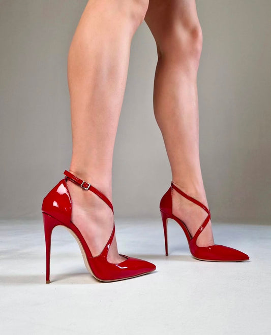 Edna Front Cross Straps Red Heels