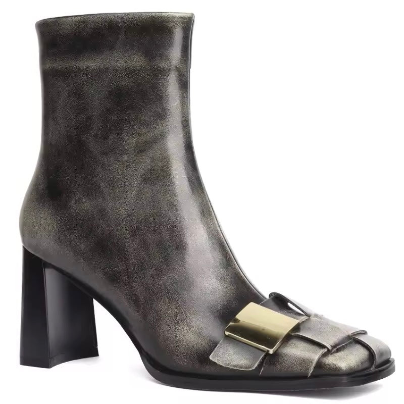 Selena Black Woven Brush Off Ankle Boots