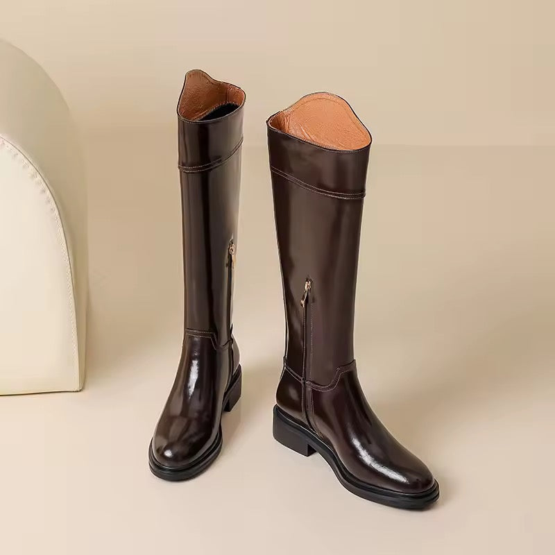 Keziah Brown Knee High Leather Boots
