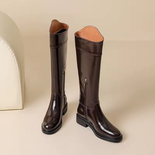Keziah Brown Knee High Leather Boots