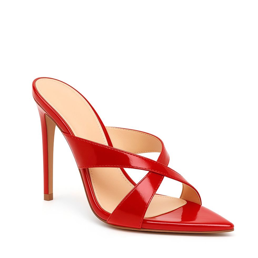 Adonis Red Patent Pointed Cross Mules