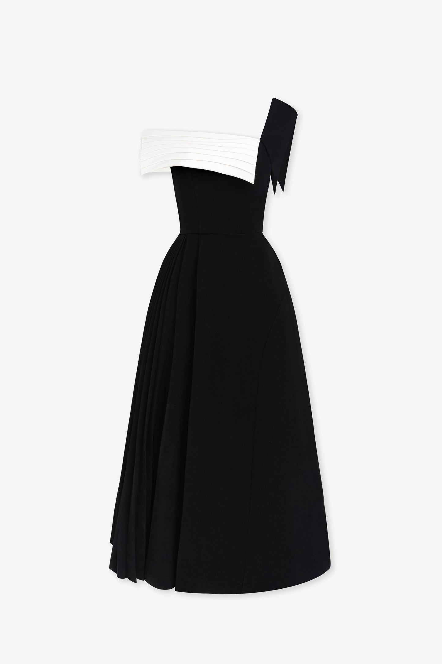 Miranda Black Off-Shoulder Midi Dress