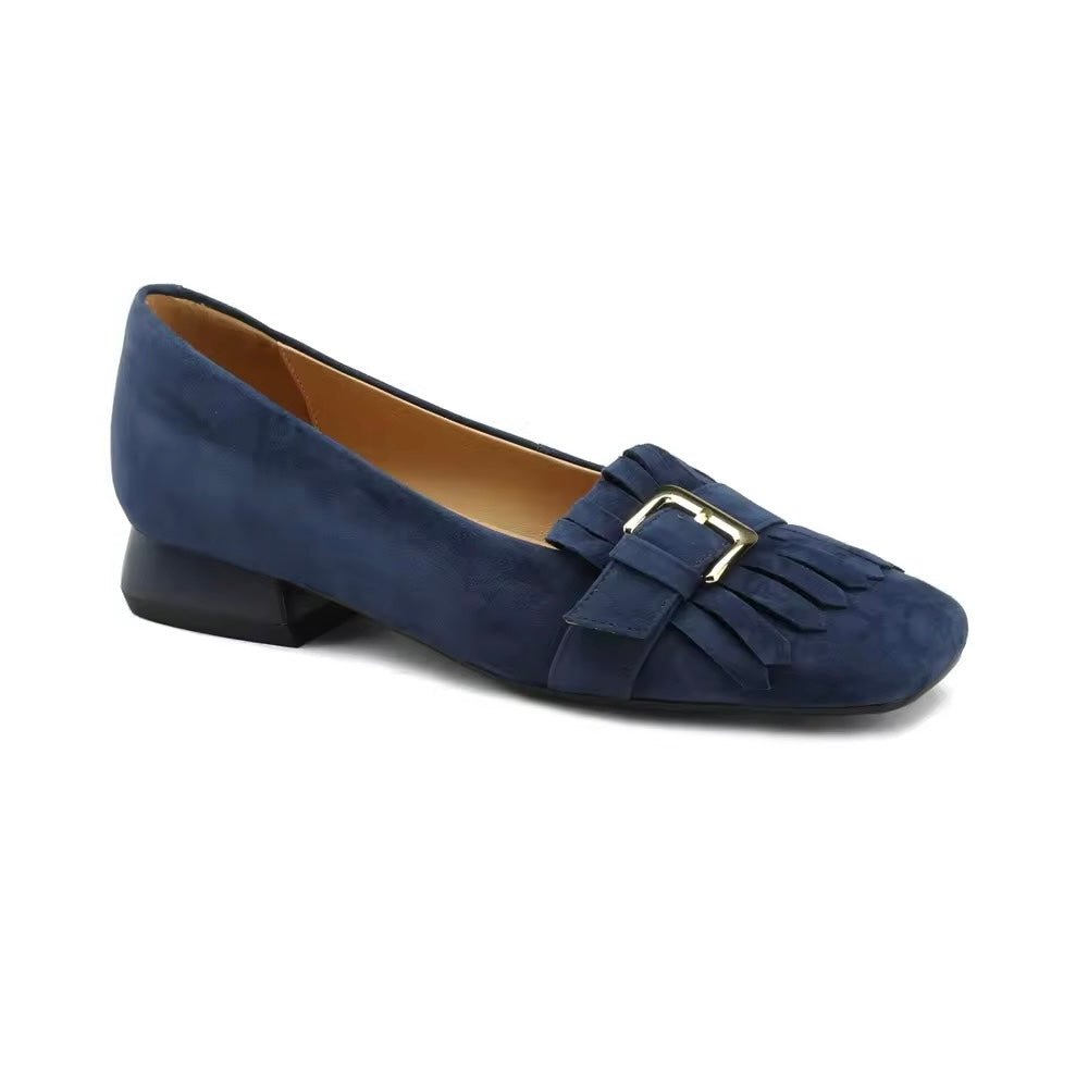 Nadine Belt Buckle Leather Loafers