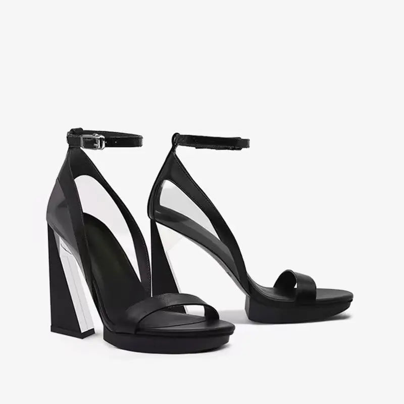 Amanda Black Peep Toe Sandals   Queen Sheila Brand